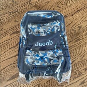 NWT Lillian Vernon Jacob Blue Camo Rolling Backpack